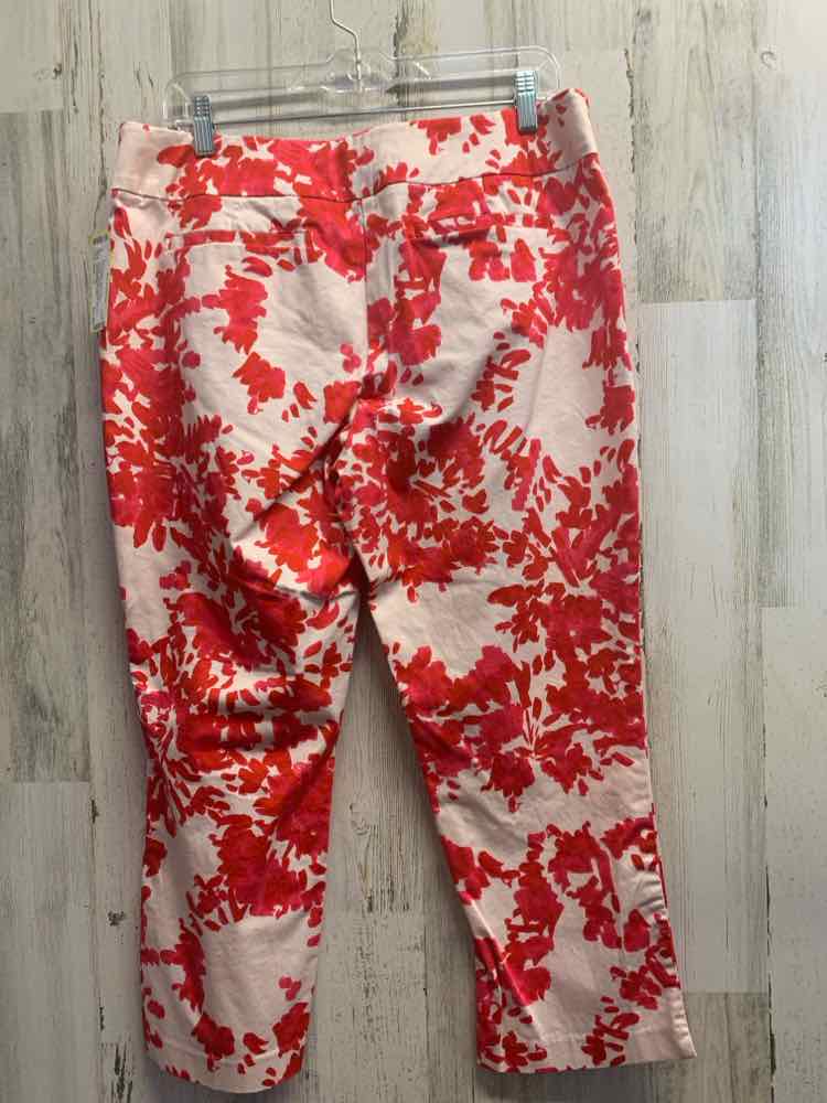 PRE-OWNED Size 12 7TH AVENUE STUDIO BOTTOMS CREAM/PINK/RED ANKLE Pants/FLORAL WA