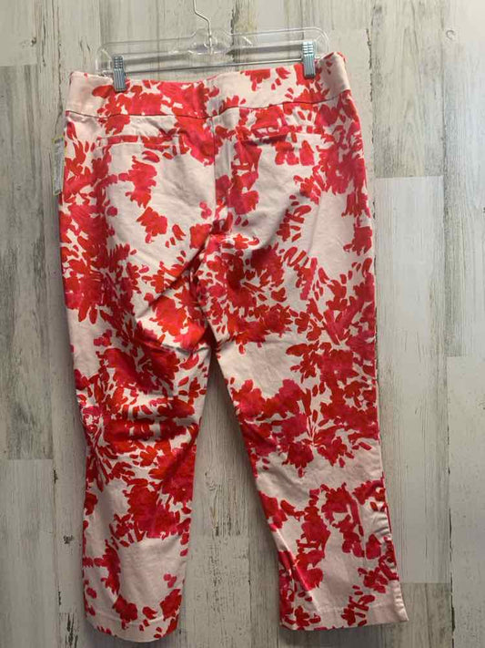 PRE-OWNED Size 12 7TH AVENUE STUDIO BOTTOMS CREAM/PINK/RED ANKLE Pants/FLORAL WA