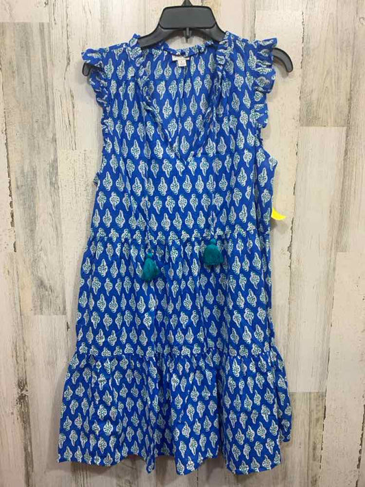 PRE-OWNED J CREW Dresses and Skirts Size L WHT/BLUE Floral FLUTTER Dress