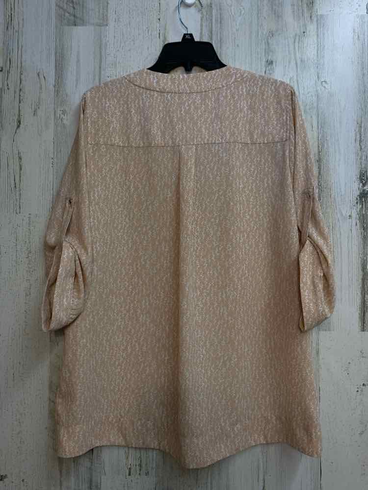 CHAUS Tops Size M PEACH/WHITE SPECKS 3/4 LENGTH TOP