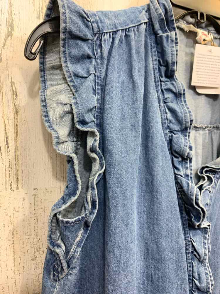 NWT MAZIK Tops Size L Blue Denim DENIM DENIM RUFFLE SLEEVE Blouse/DENIM TOP W/ R