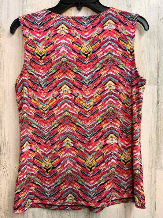 PRE-OWNED TALBOTS Tops Size S pnk/wht/blk FLOWERS/DOTS SLEEVELESS TOP