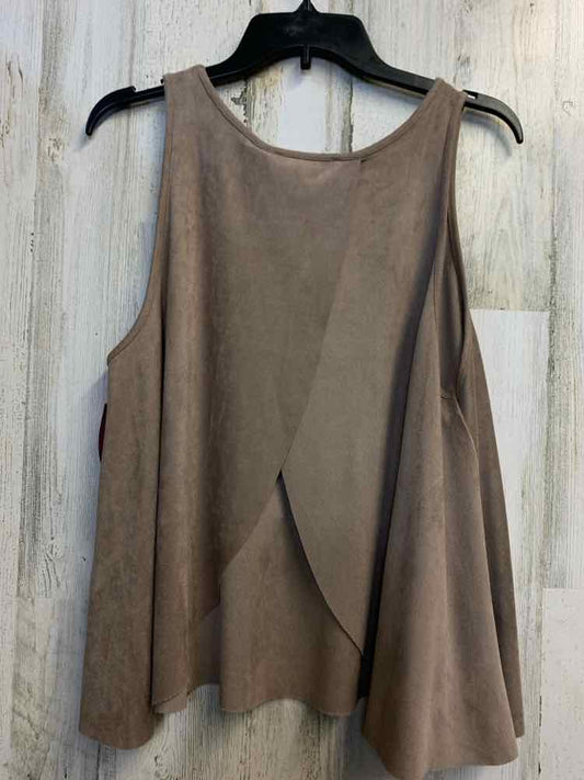 PRE-OWNED SHE & SKY Tops Size L Taupe Velour SLEEVELESS TOP/OPE BACK FLAB