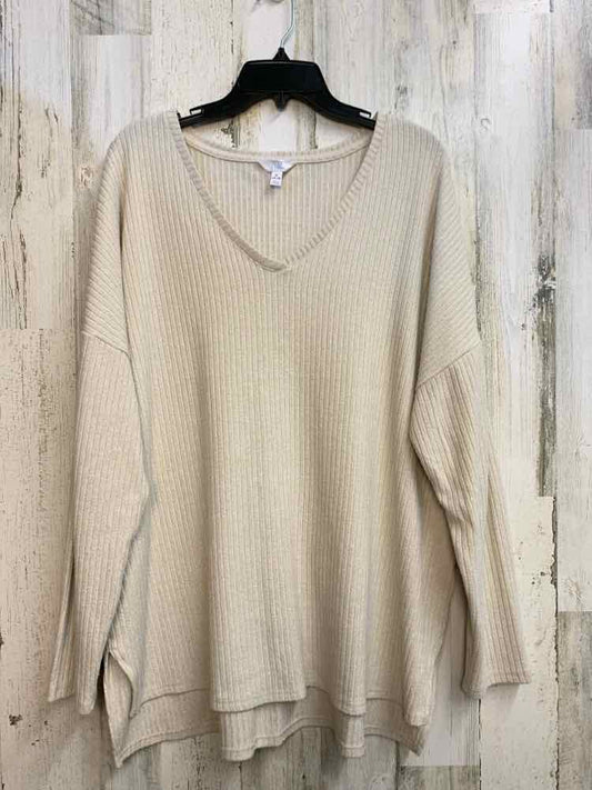 PRE-OWNED TIME & TRU Tops Size XL Tan LONG SLEEVES TOP/V-NECK