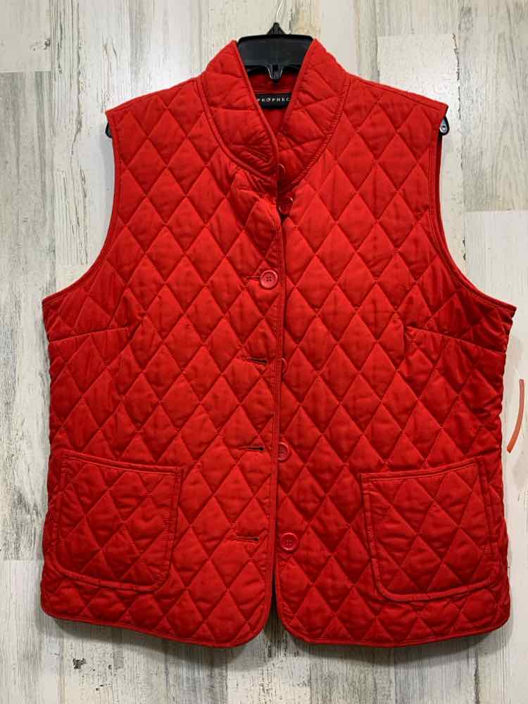 PRE-OWNED PROPHECY/STAND COLLAR BUTTON FRONT PATCH POCKET VEST W/ DIAMOND QUILTI