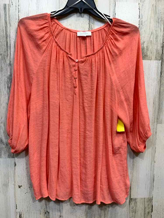 PRE-OWNED NEW DIRECTIONS PLUS SIZES Size 2X Peach Solid 3/4 SLEEVE Shirt/PEACH 3