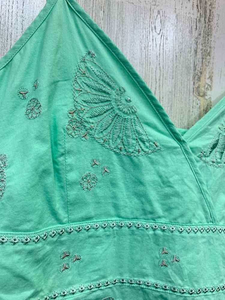 PRE-OWNED ISLAND REPUBLIC Tops Size 8 AQUA STITCHING TANK TOP Tank Top/AQUA TANK