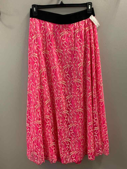 LULAROE Dresses and Skirts Size L HOT PNK/BLK/WHT Floral Skirt