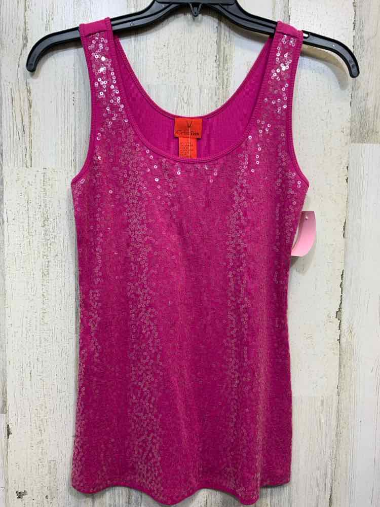 NWT CRISTINA Tops Size L Fuschia SEQUINED TANK TOP Tank Top/FUCHSIA SEQUINED TAN