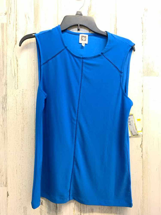 NWT ANNE KLEIN Tops Size M Blue Solid SLEEVELESS Blouse/EYELET DETAIL