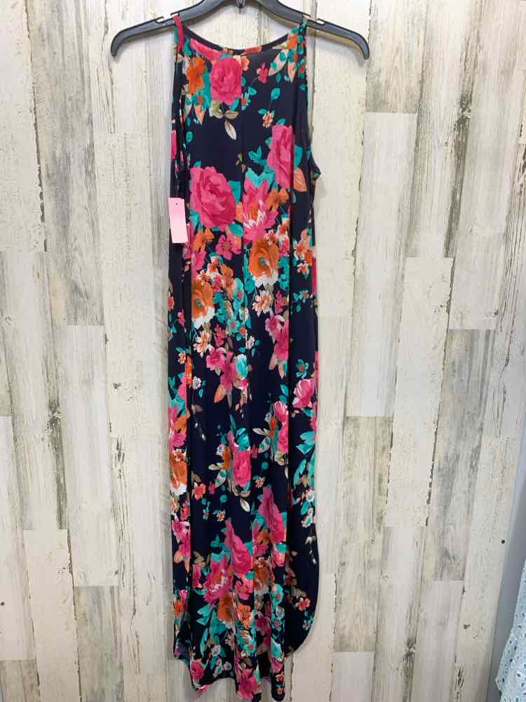 PRE-OWNED Dresses and Skirts Size M NAVY/TEAL/PINK/WHITE Floral MAXI Dress
