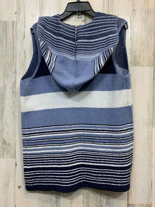 PRE-OWNED SOUTHERN LADY Tops Size PM NVY/BLU/WHT Stripe SLEEVELESS W/HOOD Vest