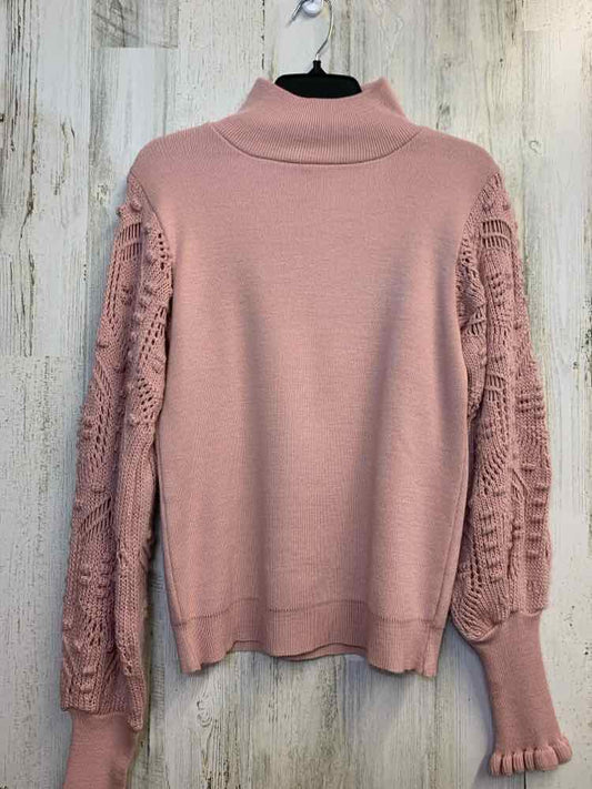 PRE-OWNED AQE FASHION Tops Size M MAUVE Solid SWEATER Sweater/SWEATER W/ CROCHET