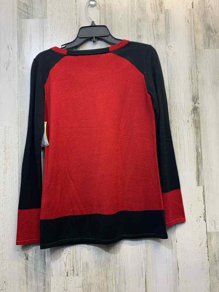 PRE-OWNED IVANKA TRUMP Tops Size XS RED/BLK 2 TONE LONG SLEEVES Sweater/RED/ BLA