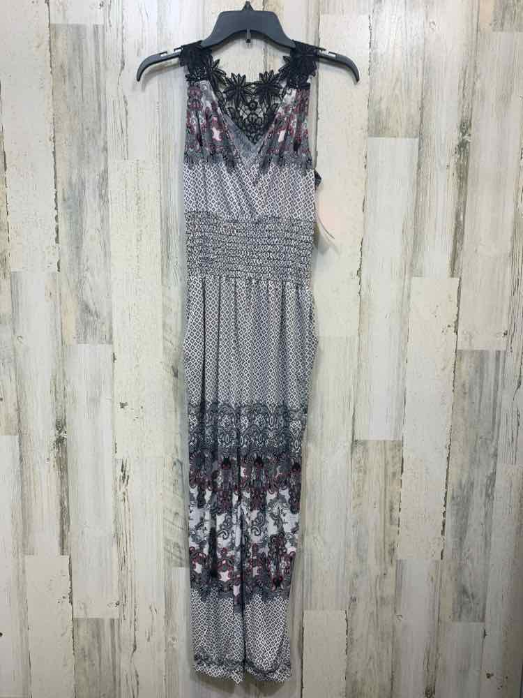 NWT Size L NALI COLLECTION BOTTOMS BLK/WHT/BURG Paisley ROMPER Romper/SLEEVELESS