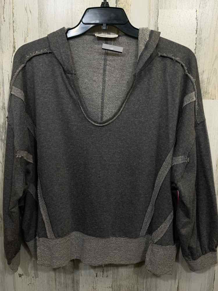 NWT ZENANA Size L/XL Tops GRAY MOTTLED LONG SLEEVES HOODED PULLOVER