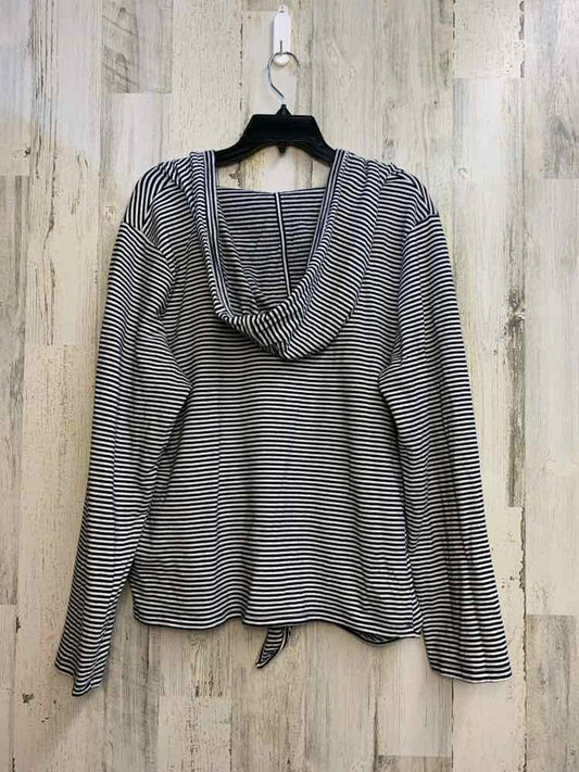 CROWN & IVY Tops Size XL NAVY/WHT Stripe HOOD TOP