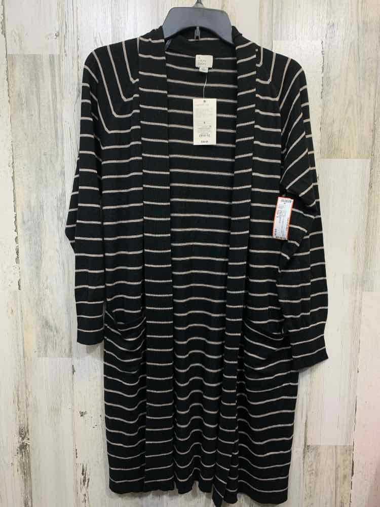 NWT A NEW DAY Tops Size S BLK/BGE Stripe LONG SLEEVES Cardigan