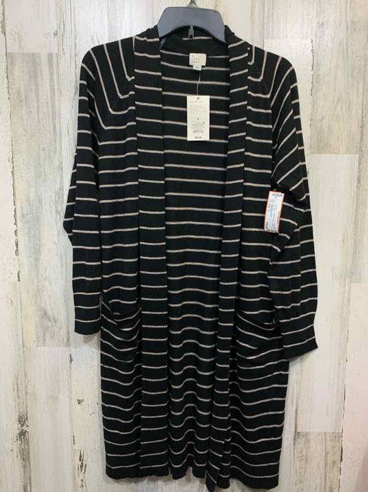NWT A NEW DAY Tops Size S BLK/BGE Stripe LONG SLEEVES Cardigan
