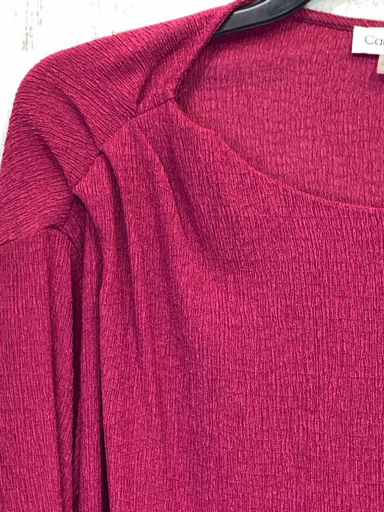 NWT CALVIN KLIEN Size 1X PLUS SIZES MAGENTA TEXTURED SHORT BLOUSE