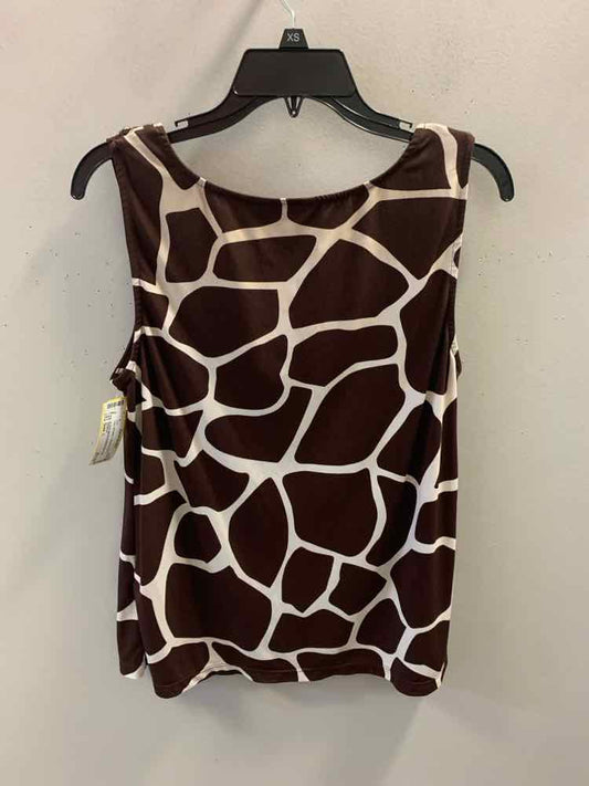 GEORGE Tops Size L BRN/WHT GIRAFFE PRINT TOP