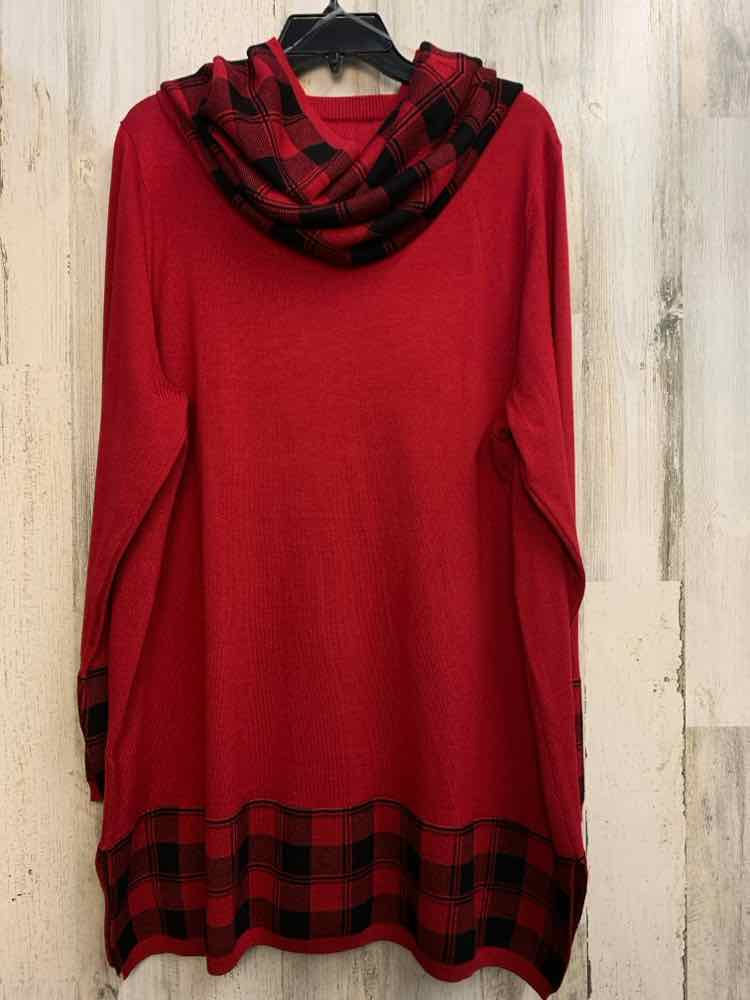 PRE-OWNED LETY & ME PLUS SIZES Size 3X Red Plaid LONG SLEEVES TOP/TOP+SCARF