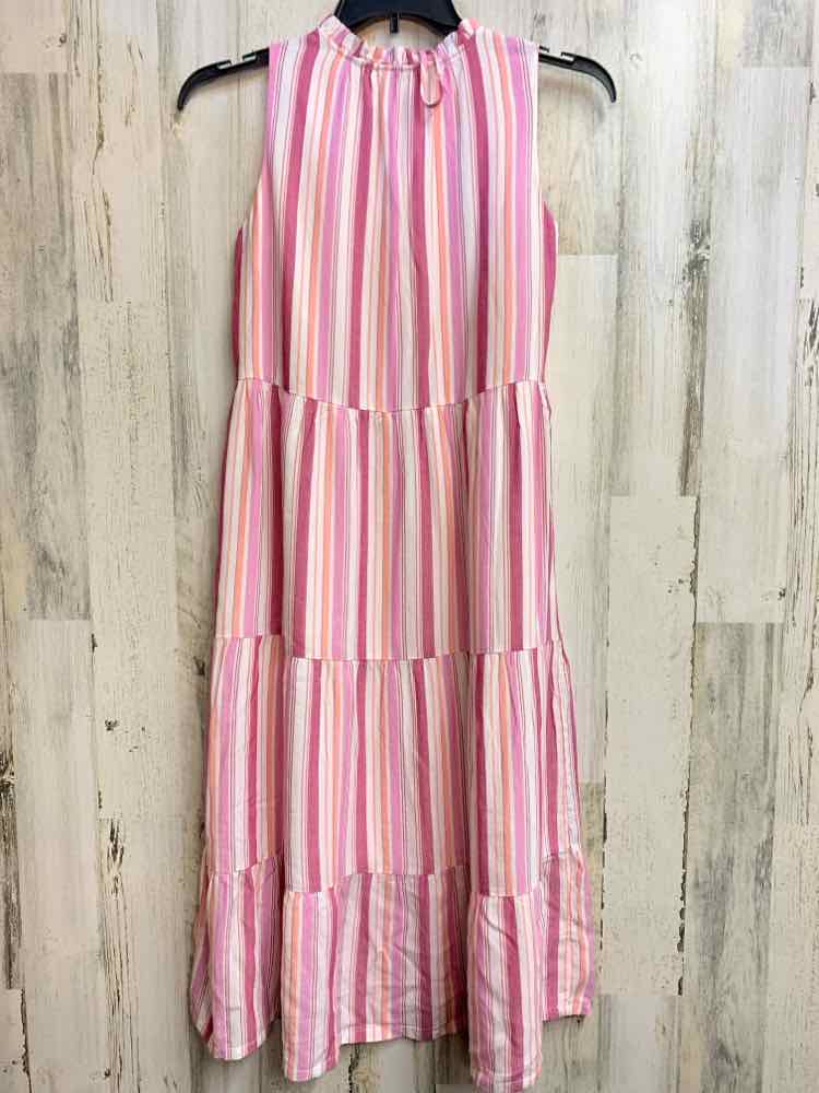 PRE-OWNED LOFT Dresses and Skirts Size S PINK/MGNT/ Stripe SLEEVELESS Dress