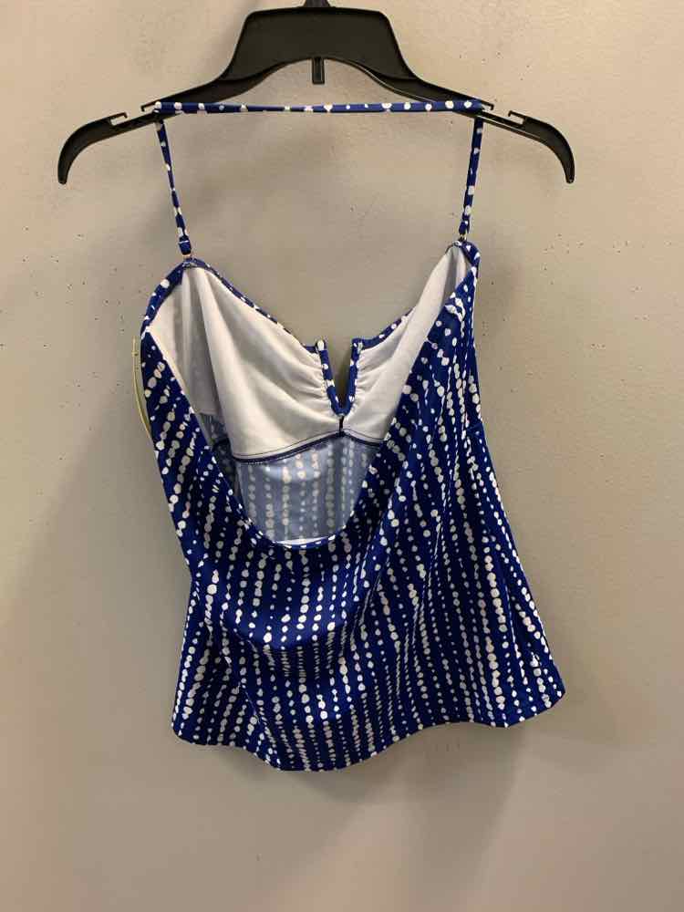 CHAPS Swimwear Size 16 BLU/WHITE DOTS Swimsuit