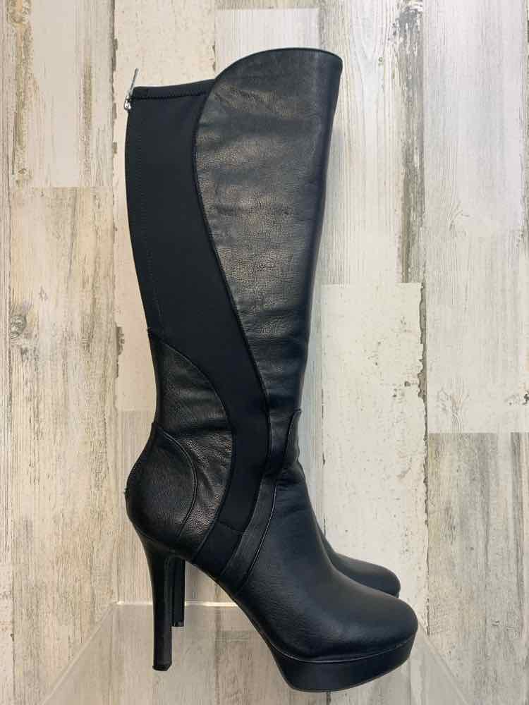 PRE-OWNED GIANNIBINI SHOES 7.5 BLK HEEL Shoes/PLATFORM KNEE HIGH BOOTS