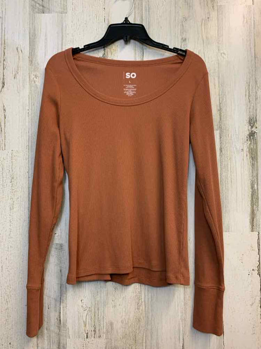 SO Tops Size L LIGHT BROWN RIBBED LONG SLEEVES TOP
