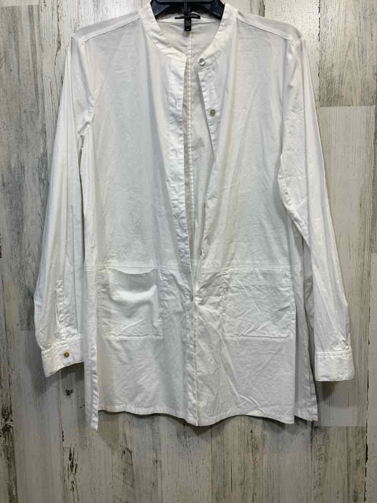 PRE-OWNED EILEEN FISHER Tops Size SP White LONG SLEEVE TUNIC