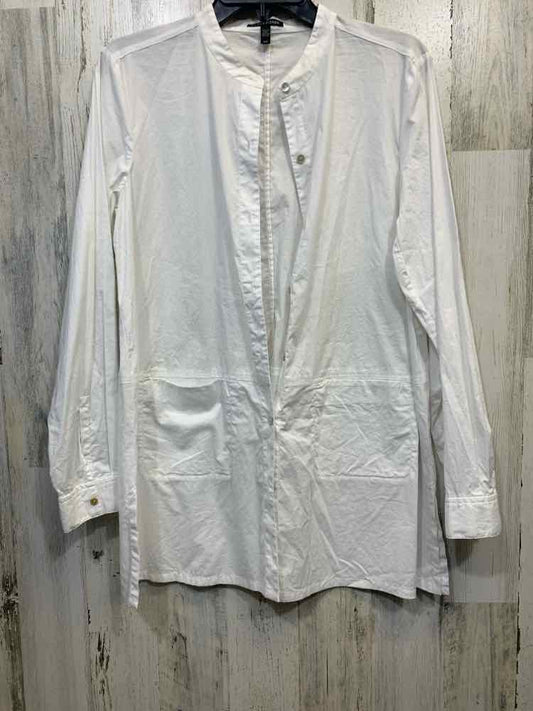 PRE-OWNED EILEEN FISHER Tops Size SP White LONG SLEEVE TUNIC