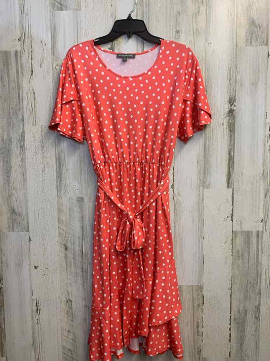 KATE & MALLORY Dresses and Skirts Size XL CORAL/WHT Polka Dot Dress
