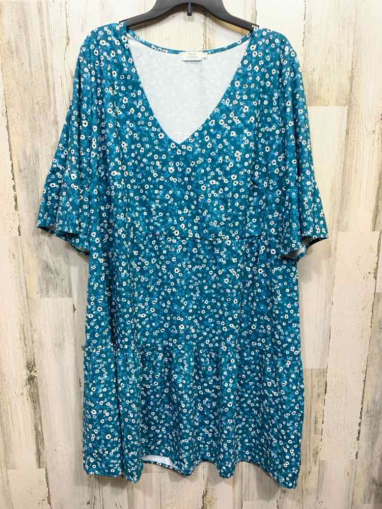PRE-OWNED PINUP FASHION Dresses and Skirts Size 20 teal/white Floral Dress/TIERE