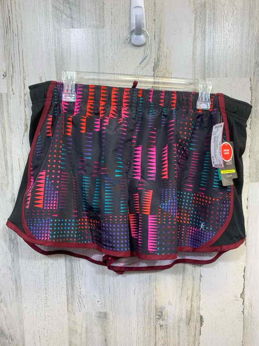 NWT DANSKIN Activewear XL BLACK/FUSH/TEAL/PRPL ABSTRACT SHORTS Activewear Bottom