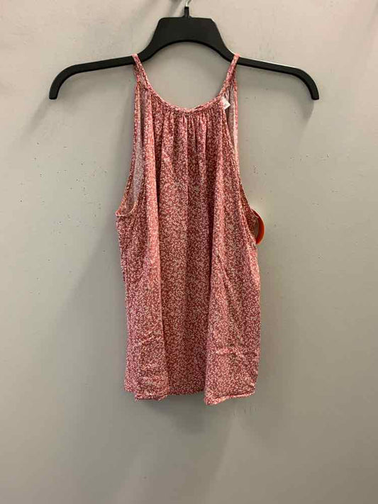 OLD NAVY Tops Size M BRICK/WHITE Floral SPAGHETTI STRAP TOP