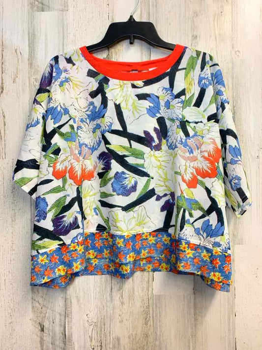 PRE-OWNED ZARA Tops Size M Multi-Color Floral SHORT SLEEVES TOP