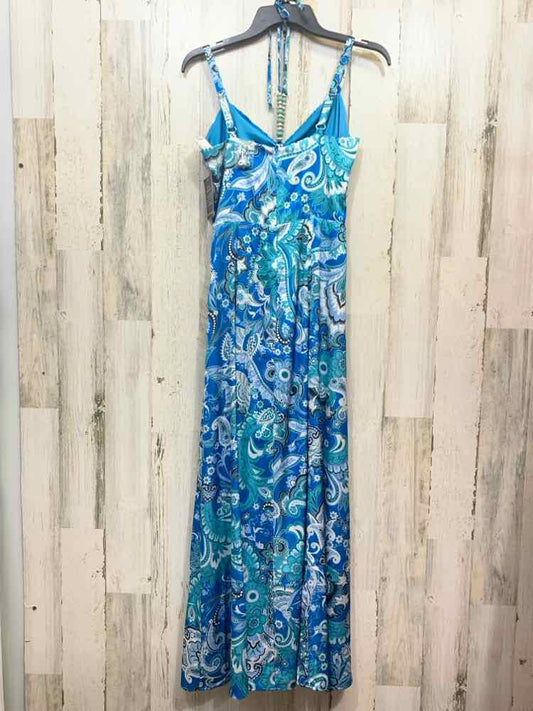 NWT BOSTON PROPER Dresses Size 4 BLK/WHT/BLU FRONT SLIT FLORAL MAXI Dress