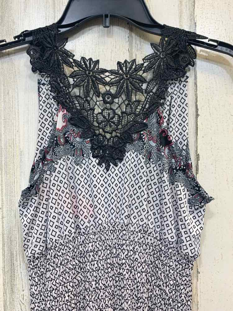 NWT Size L NALI COLLECTION BOTTOMS BLK/WHT/BURG Paisley ROMPER Romper/SLEEVELESS