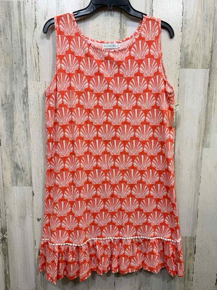 PRE-OWNED WEST INDIES WEAR Dresses and Skirts Size L CORAL/WHITE SEASHELLS Dress