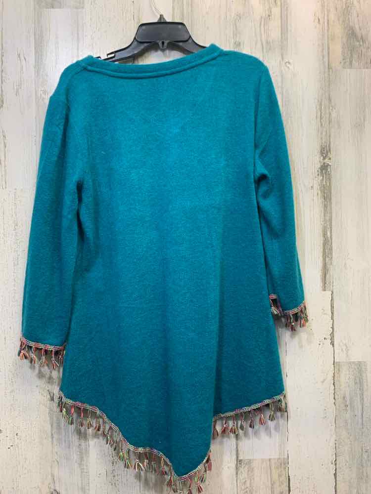 PRE-OWNED MULTIPLES Tops Size L Teal Solid LONG SLEEVES TOP/TEAL LONG SLEEVE SWE
