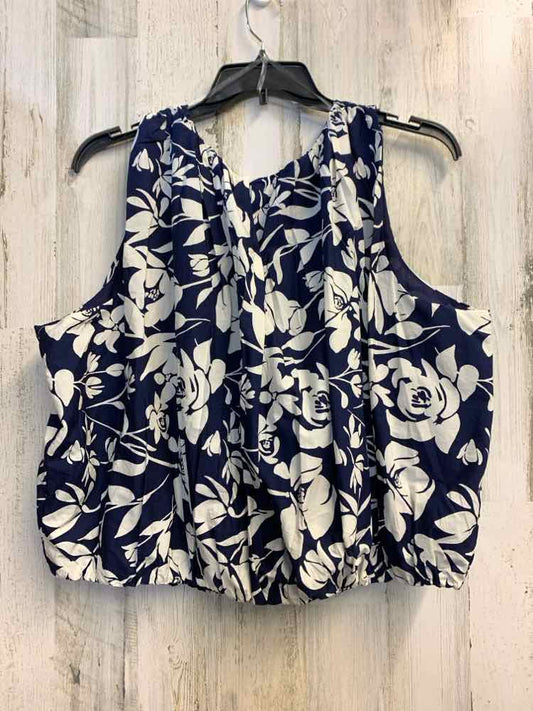 NWT A NEW DAY PLUS SIZES Size 2X NAVY/WHT Floral SLEEVELESS TOP