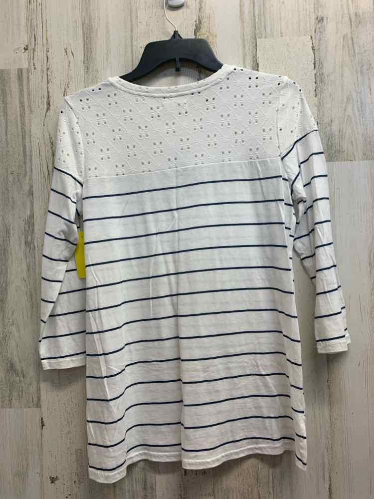 NWT MAURICES Tops Size XS WHITE/BLUE STRIPES 3/4 SLEEVE Shirt/3/4 SLEEVE TOP