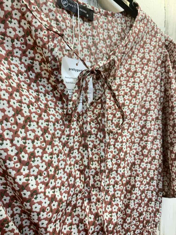 NWT PRETTYGARDEN Designer Handbags Size M BRWN/WHITE Polyester Blend Dress