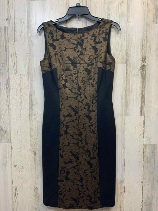 PRE-OWNED TAHARI Dresses and Skirts Size 4 BLACK/BRONZE STROKES BODY CON Dress/B