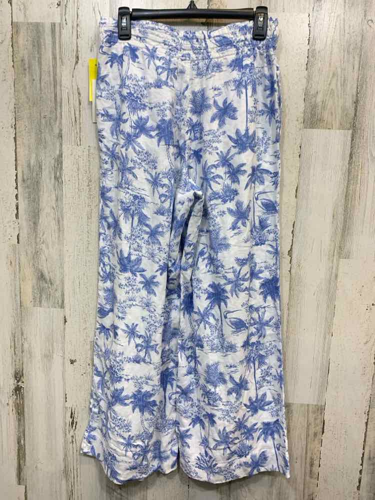 NWT Size S A NEW DAY BOTTOMS WHT/BLU PALM TREES WIDE LEG Pants