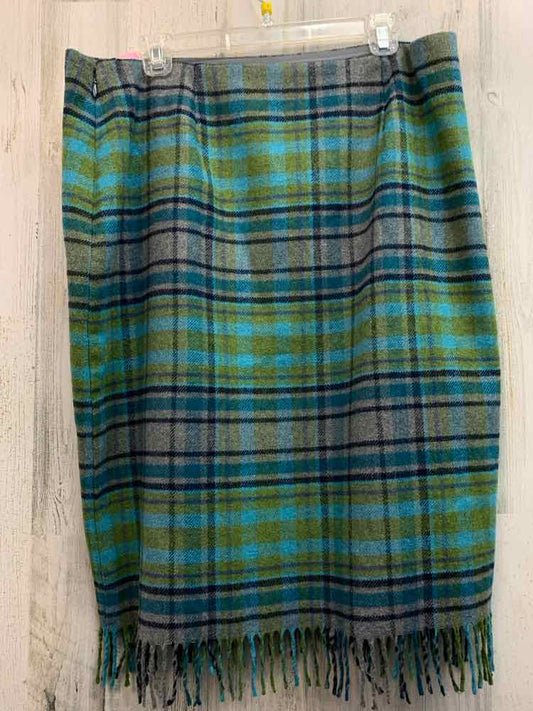 NWT J JILL Dresses and Skirts Size 16P TURQ/GRN/NVY Plaid PENCIL Skirt