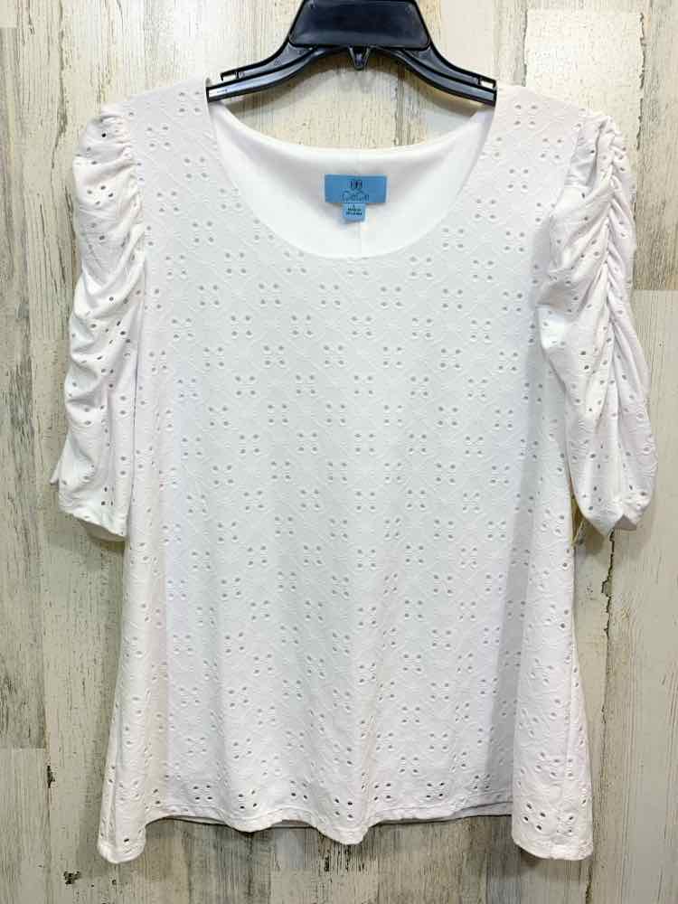 PRE-OWNED ADRIENNE VITTADINI Size L NUDE Solid SHORT SLEEVES T-shirt/ROUND NECK
