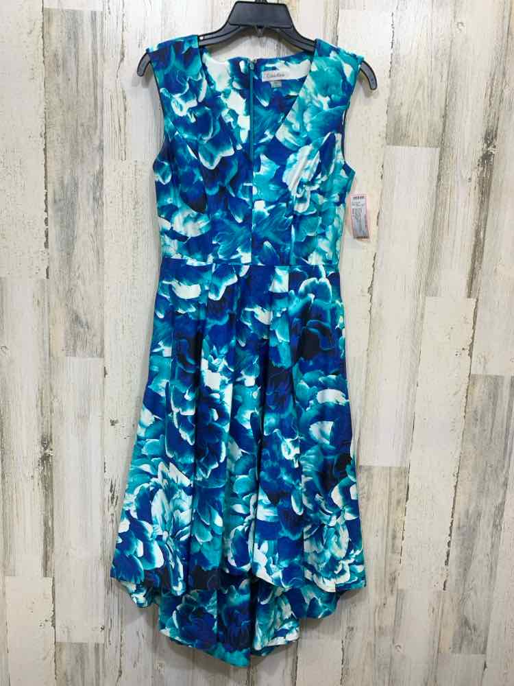 PRE-OWNED CALVIN KLIEN Dresses and Skirts Size 2 WHT/NVY/BLU Floral Dress