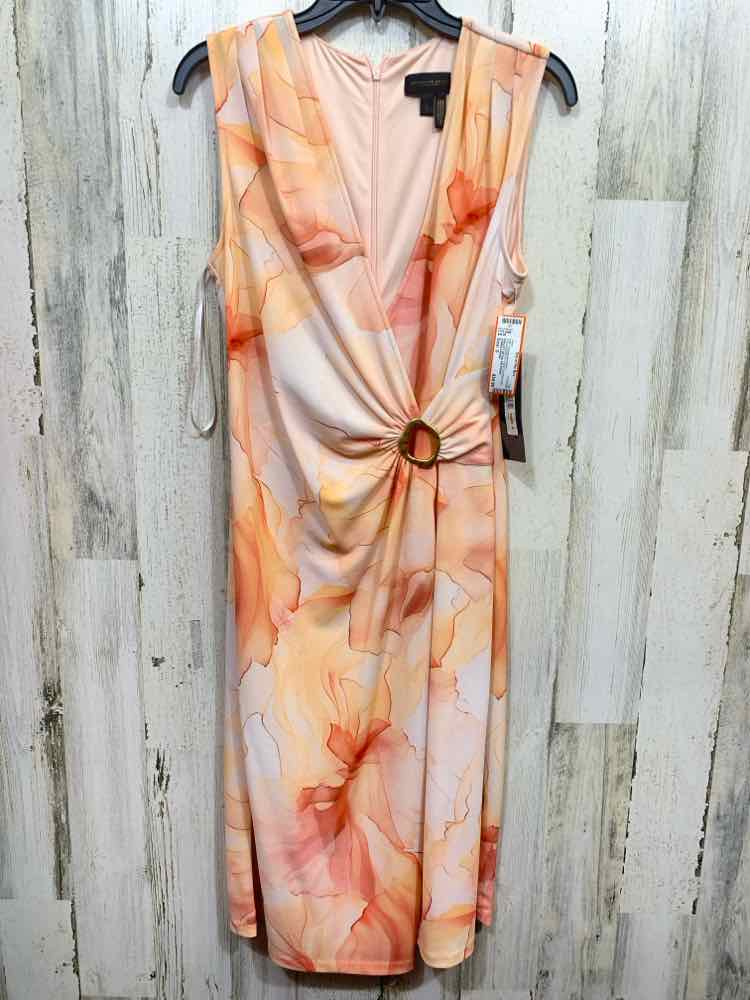 NWT DONNA KARAN Dresses and Skirts Size S ORANGE/WHITE Floral SLEEVELESS Dress